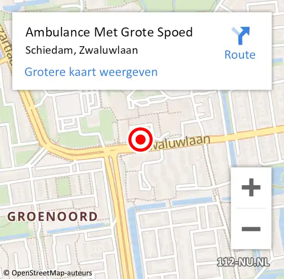 Locatie op kaart van de 112 melding: Ambulance Met Grote Spoed Naar Schiedam, Zwaluwlaan op 23 oktober 2023 15:06