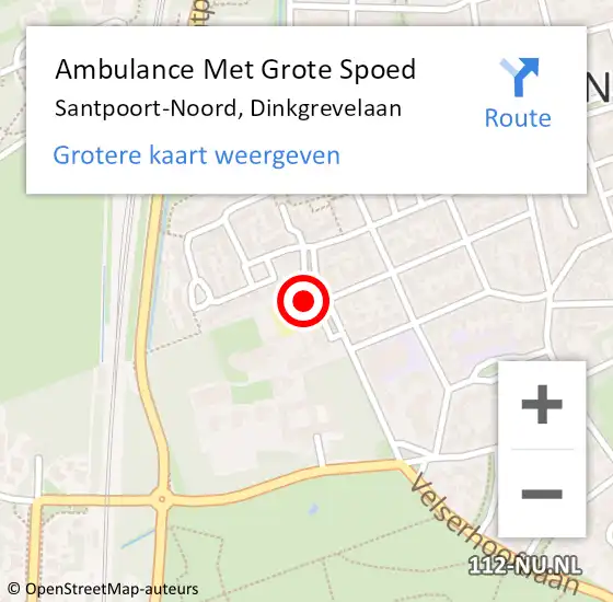 Locatie op kaart van de 112 melding: Ambulance Met Grote Spoed Naar Santpoort-Noord, Dinkgrevelaan op 23 oktober 2023 15:11