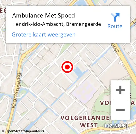 Locatie op kaart van de 112 melding: Ambulance Met Spoed Naar Hendrik-Ido-Ambacht, Bramengaarde op 23 oktober 2023 15:21