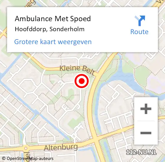 Locatie op kaart van de 112 melding: Ambulance Met Spoed Naar Hoofddorp, Sonderholm op 23 oktober 2023 15:25