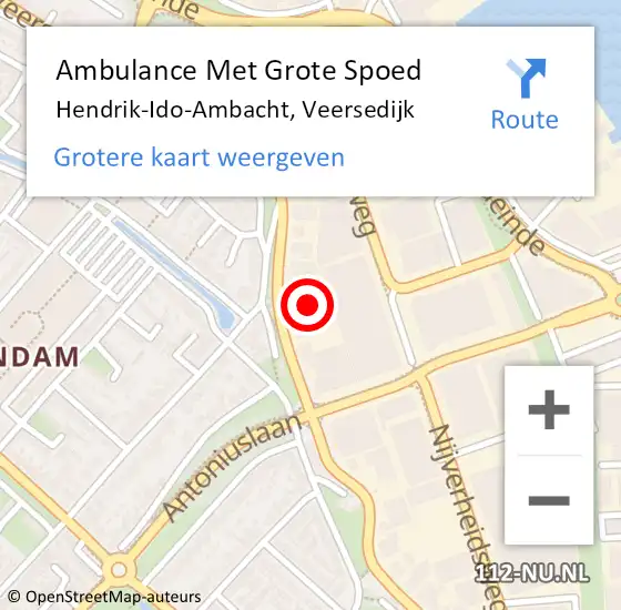 Locatie op kaart van de 112 melding: Ambulance Met Grote Spoed Naar Hendrik-Ido-Ambacht, Veersedijk op 23 oktober 2023 15:33
