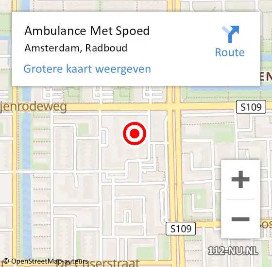 Locatie op kaart van de 112 melding: Ambulance Met Spoed Naar Amsterdam, Radboud op 23 oktober 2023 17:13