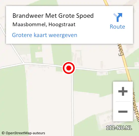 Locatie op kaart van de 112 melding: Brandweer Met Grote Spoed Naar Maasbommel, Hoogstraat op 23 oktober 2023 17:22