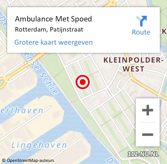 Locatie op kaart van de 112 melding: Ambulance Met Spoed Naar Rotterdam, Patijnstraat op 23 oktober 2023 18:22