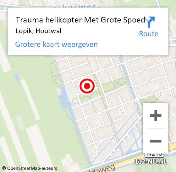 Locatie op kaart van de 112 melding: Trauma helikopter Met Grote Spoed Naar Lopik, Houtwal op 23 oktober 2023 18:47