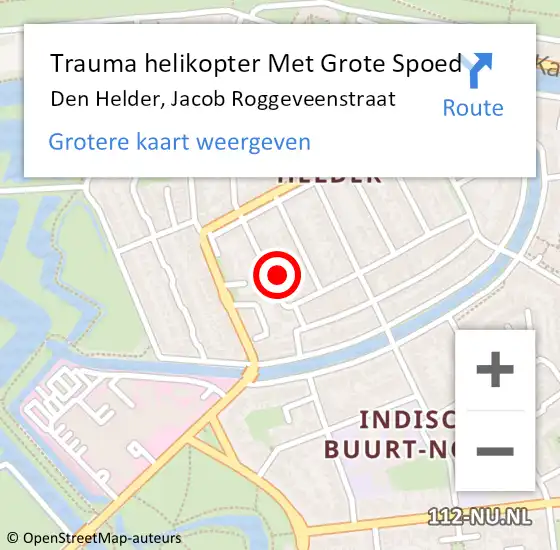 Locatie op kaart van de 112 melding: Trauma helikopter Met Grote Spoed Naar Den Helder, Jacob Roggeveenstraat op 23 oktober 2023 19:58