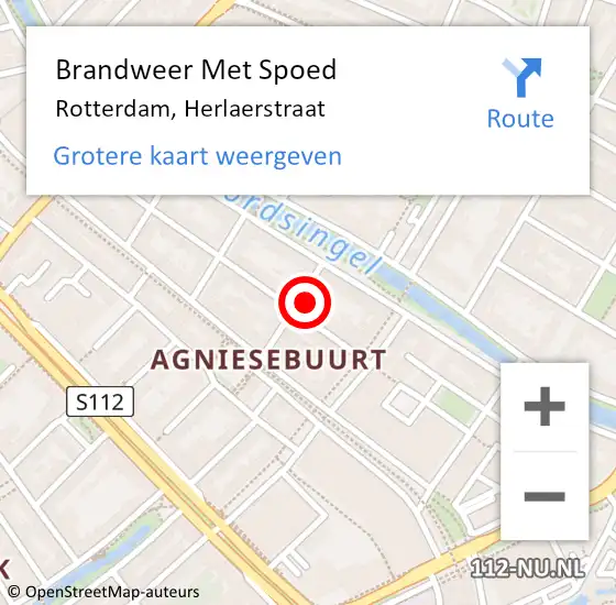 Locatie op kaart van de 112 melding: Brandweer Met Spoed Naar Rotterdam, Herlaerstraat op 23 oktober 2023 20:07