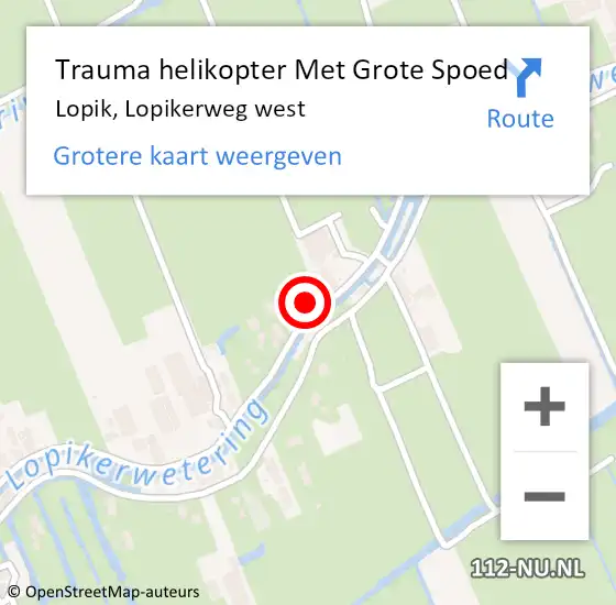 Locatie op kaart van de 112 melding: Trauma helikopter Met Grote Spoed Naar Lopik, Lopikerweg west op 23 oktober 2023 20:16