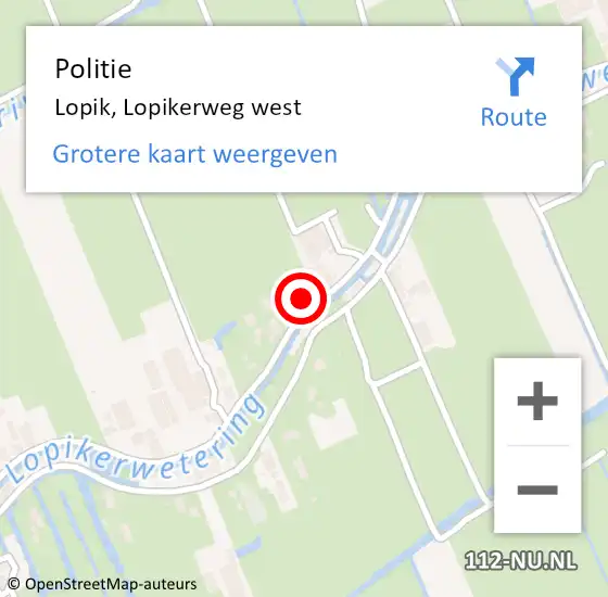 Locatie op kaart van de 112 melding: Politie Lopik, Lopikerweg west op 23 oktober 2023 20:16