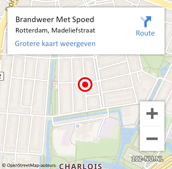 Locatie op kaart van de 112 melding: Brandweer Met Spoed Naar Rotterdam, Madeliefstraat op 23 oktober 2023 20:50