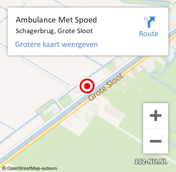 Locatie op kaart van de 112 melding: Ambulance Met Spoed Naar Schagerbrug, Grote Sloot op 23 oktober 2023 21:35