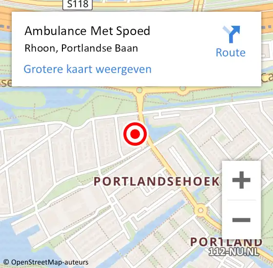 Locatie op kaart van de 112 melding: Ambulance Met Spoed Naar Rhoon, Portlandse Baan op 24 oktober 2023 01:38