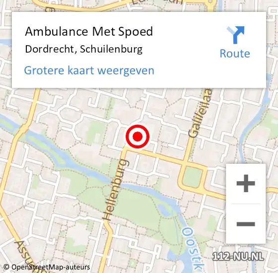 Locatie op kaart van de 112 melding: Ambulance Met Spoed Naar Dordrecht, Schuilenburg op 24 oktober 2023 04:29