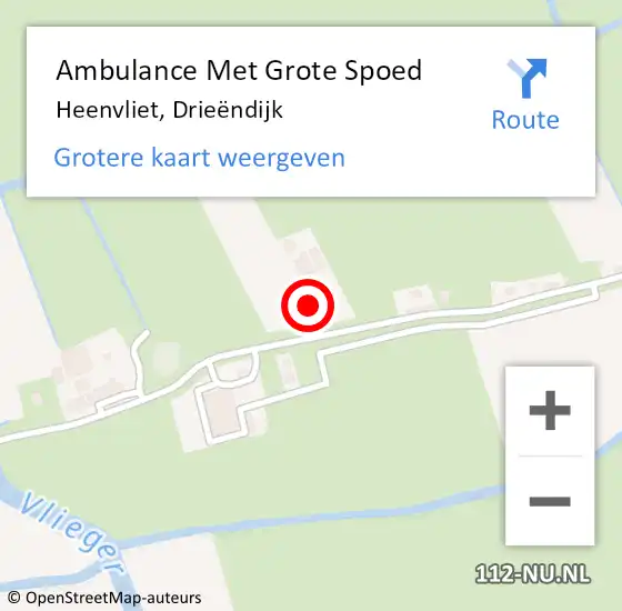 Locatie op kaart van de 112 melding: Ambulance Met Grote Spoed Naar Heenvliet, Drieëndijk op 24 oktober 2023 05:50