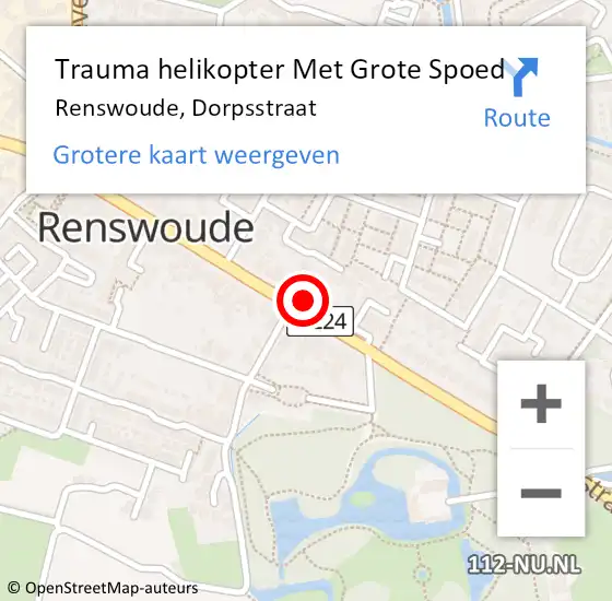 Locatie op kaart van de 112 melding: Trauma helikopter Met Grote Spoed Naar Renswoude, Dorpsstraat op 24 oktober 2023 07:03