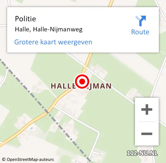Locatie op kaart van de 112 melding: Politie Halle, Halle-Nijmanweg op 24 oktober 2023 07:53