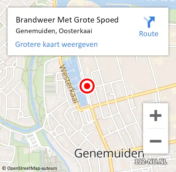 Locatie op kaart van de 112 melding: Brandweer Met Grote Spoed Naar Genemuiden, Oosterkaai op 24 oktober 2023 08:28