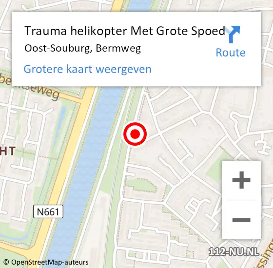 Locatie op kaart van de 112 melding: Trauma helikopter Met Grote Spoed Naar Oost-Souburg, Bermweg op 24 oktober 2023 09:26