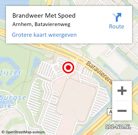 Locatie op kaart van de 112 melding: Brandweer Met Spoed Naar Arnhem, Batavierenweg op 24 oktober 2023 11:24