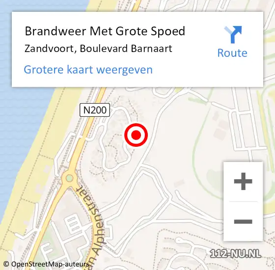 Locatie op kaart van de 112 melding: Brandweer Met Grote Spoed Naar Zandvoort, Boulevard Barnaart op 24 oktober 2023 13:06