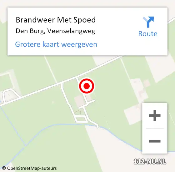 Locatie op kaart van de 112 melding: Brandweer Met Spoed Naar Den Burg, Veenselangweg op 24 oktober 2023 14:35