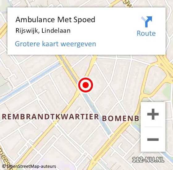 Locatie op kaart van de 112 melding: Ambulance Met Spoed Naar Rijswijk, Lindelaan op 24 oktober 2023 14:54