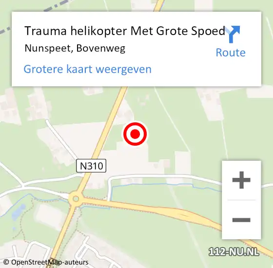 Locatie op kaart van de 112 melding: Trauma helikopter Met Grote Spoed Naar Nunspeet, Bovenweg op 24 oktober 2023 15:29