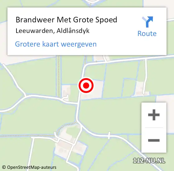 Locatie op kaart van de 112 melding: Brandweer Met Grote Spoed Naar Leeuwarden, Aldlânsdyk op 24 oktober 2023 16:35
