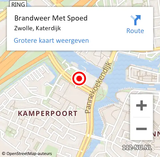 Locatie op kaart van de 112 melding: Brandweer Met Spoed Naar Zwolle, Katerdijk op 24 oktober 2023 16:39