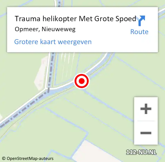 Locatie op kaart van de 112 melding: Trauma helikopter Met Grote Spoed Naar Opmeer, Nieuweweg op 24 oktober 2023 16:52