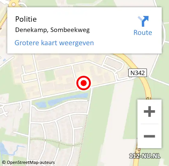 Locatie op kaart van de 112 melding: Politie Denekamp, Sombeekweg op 24 oktober 2023 17:13