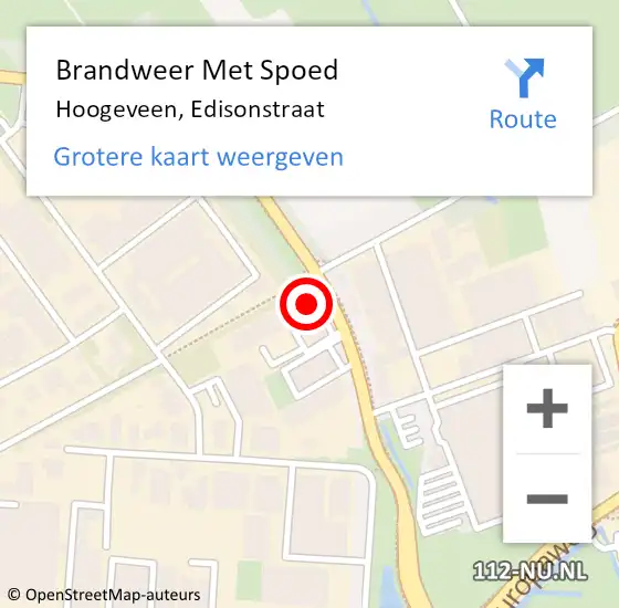 Locatie op kaart van de 112 melding: Brandweer Met Spoed Naar Hoogeveen, Edisonstraat op 24 oktober 2023 17:35