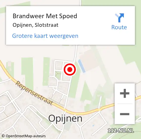 Locatie op kaart van de 112 melding: Brandweer Met Spoed Naar Opijnen, Slotstraat op 24 oktober 2023 19:02