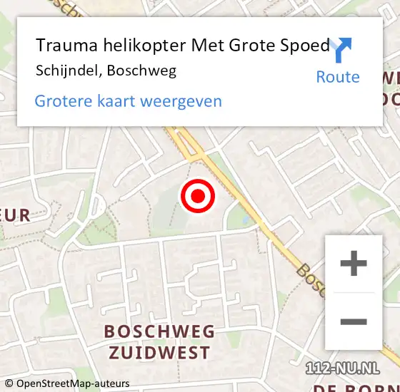 Locatie op kaart van de 112 melding: Trauma helikopter Met Grote Spoed Naar Schijndel, Boschweg op 24 oktober 2023 20:05