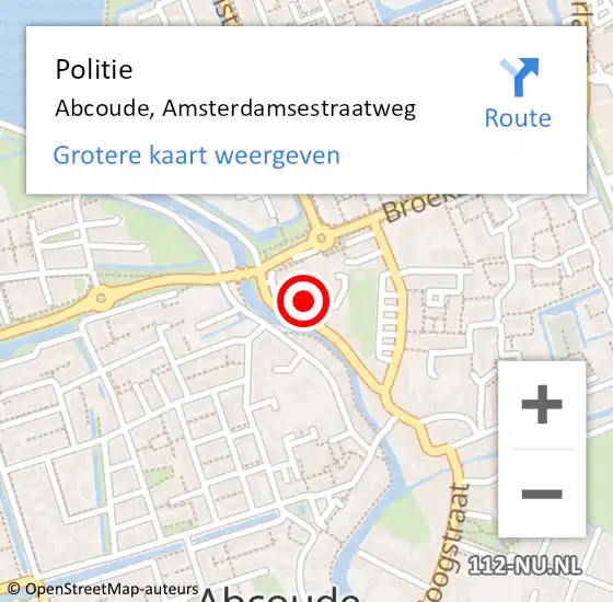 Locatie op kaart van de 112 melding: Politie Abcoude, Amsterdamsestraatweg op 24 oktober 2023 21:22