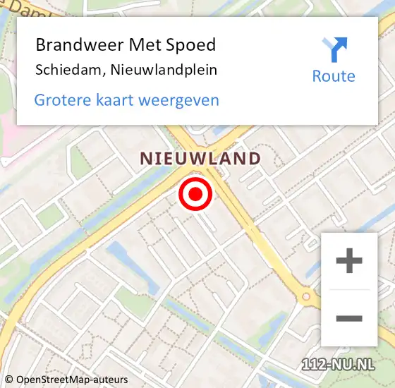 Locatie op kaart van de 112 melding: Brandweer Met Spoed Naar Schiedam, Nieuwlandplein op 24 oktober 2023 22:31