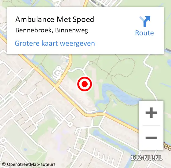 Locatie op kaart van de 112 melding: Ambulance Met Spoed Naar Bennebroek, Binnenweg op 24 oktober 2023 22:43
