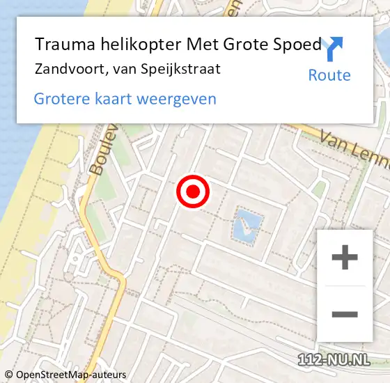 Locatie op kaart van de 112 melding: Trauma helikopter Met Grote Spoed Naar Zandvoort, van Speijkstraat op 25 oktober 2023 02:55