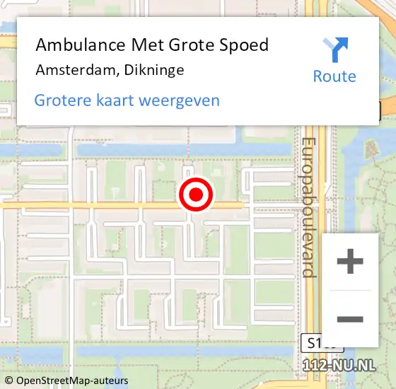 Locatie op kaart van de 112 melding: Ambulance Met Grote Spoed Naar Amsterdam, Dikninge op 25 oktober 2023 04:53