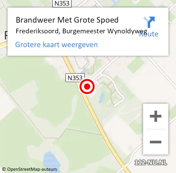 Locatie op kaart van de 112 melding: Brandweer Met Grote Spoed Naar Frederiksoord, Burgemeester Wynoldyweg op 25 oktober 2023 07:17