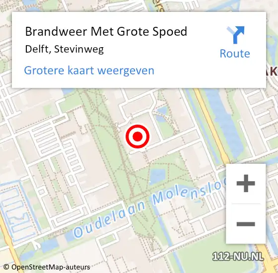 Locatie op kaart van de 112 melding: Brandweer Met Grote Spoed Naar Delft, Stevinweg op 25 oktober 2023 07:31