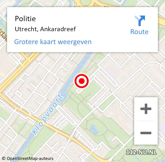 Locatie op kaart van de 112 melding: Politie Utrecht, Ankaradreef op 25 oktober 2023 08:21