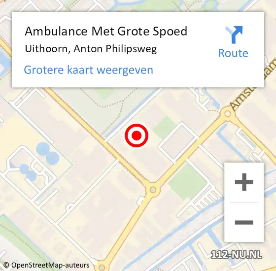 Locatie op kaart van de 112 melding: Ambulance Met Grote Spoed Naar Uithoorn, Anton Philipsweg op 25 oktober 2023 08:43