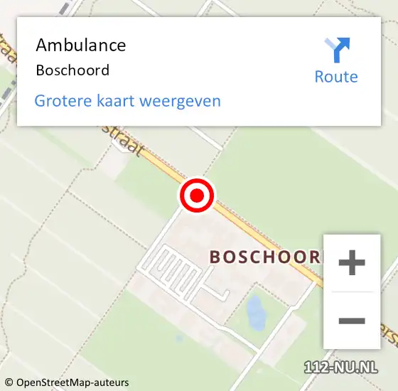 Locatie op kaart van de 112 melding: Ambulance Boschoord op 25 oktober 2023 08:55
