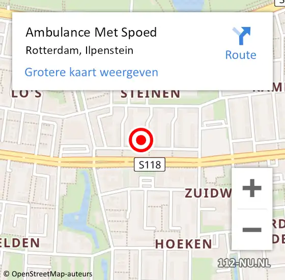 Locatie op kaart van de 112 melding: Ambulance Met Spoed Naar Rotterdam, Ilpenstein op 25 oktober 2023 09:20