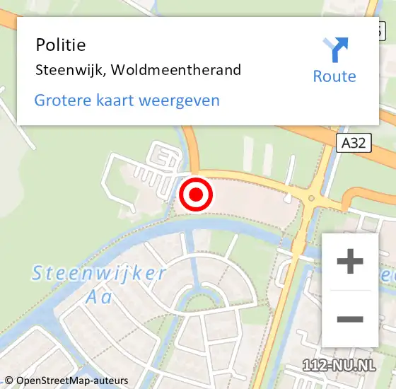 Locatie op kaart van de 112 melding: Politie Steenwijk, Woldmeentherand op 25 oktober 2023 10:35