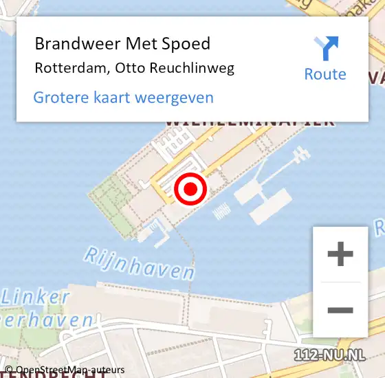Locatie op kaart van de 112 melding: Brandweer Met Spoed Naar Rotterdam, Otto Reuchlinweg op 25 oktober 2023 11:11