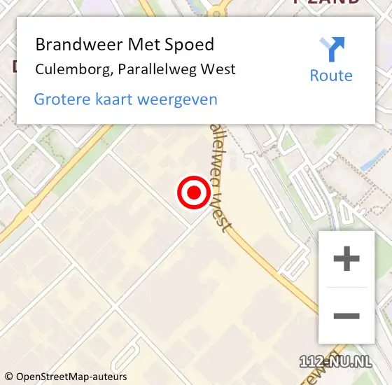 Locatie op kaart van de 112 melding: Brandweer Met Spoed Naar Culemborg, Parallelweg West op 25 oktober 2023 12:05