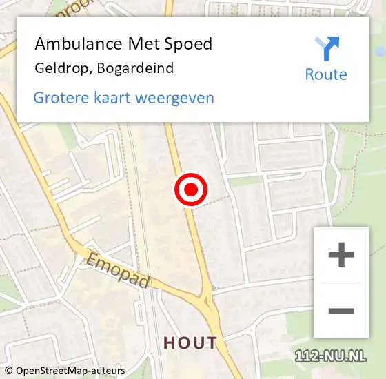 Locatie op kaart van de 112 melding: Ambulance Met Spoed Naar Geldrop, Bogardeind op 25 oktober 2023 12:06