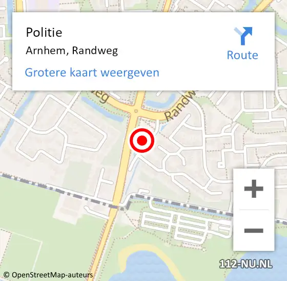 Locatie op kaart van de 112 melding: Politie Arnhem, Randweg op 25 oktober 2023 13:11